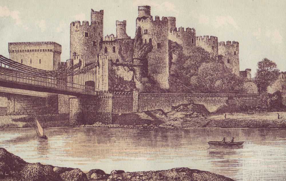 CONWAY CASTLE. North Wales. Conwy castle. WARD LOCK 1893 old antique print